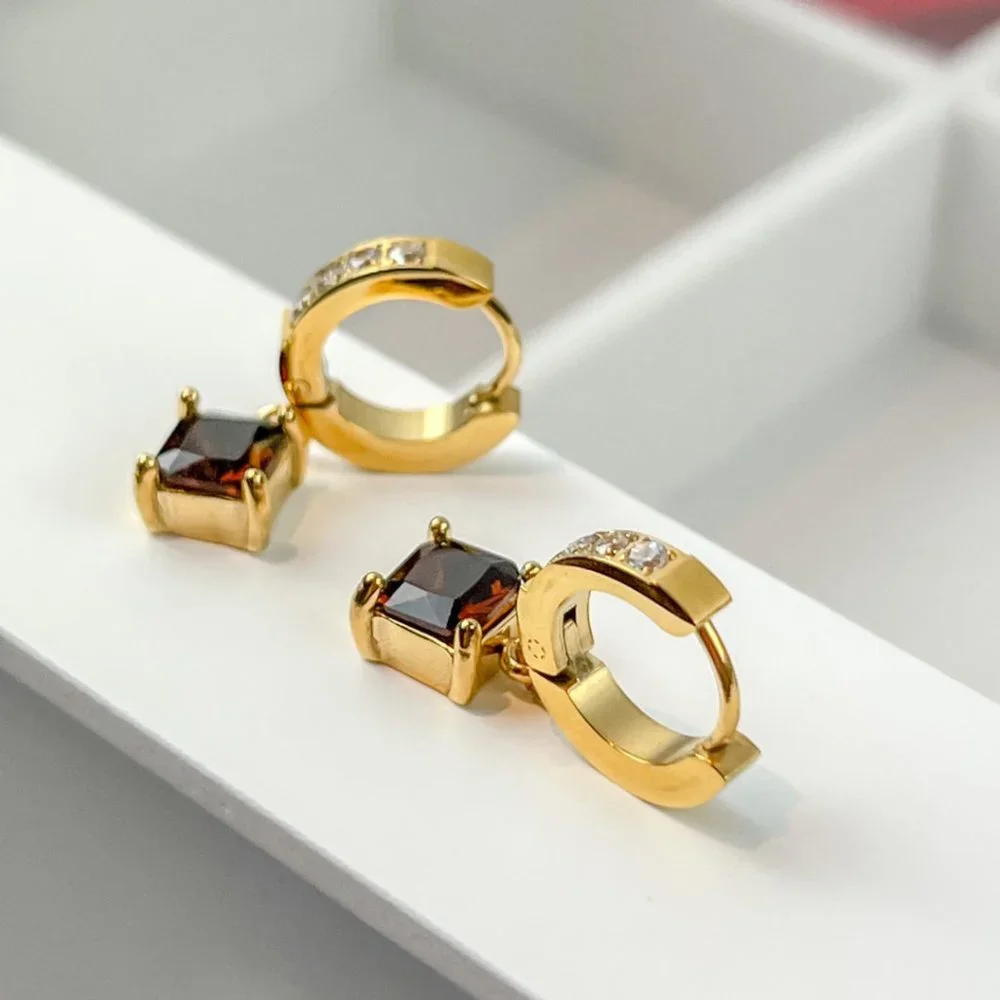 Gold Plated Small Huggie Hoop With Charm Earrings - Picture 5 of 7